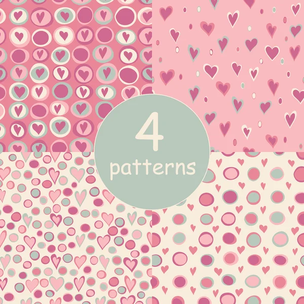 Cartoon hearts and circles seamless pattern. — Stock Photo, Image