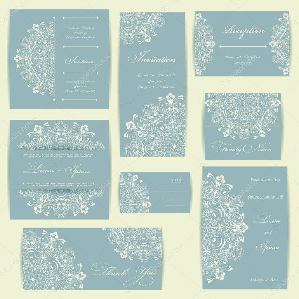 Wedding invitation cards set — Stock Photo © Liddiebug 41155089