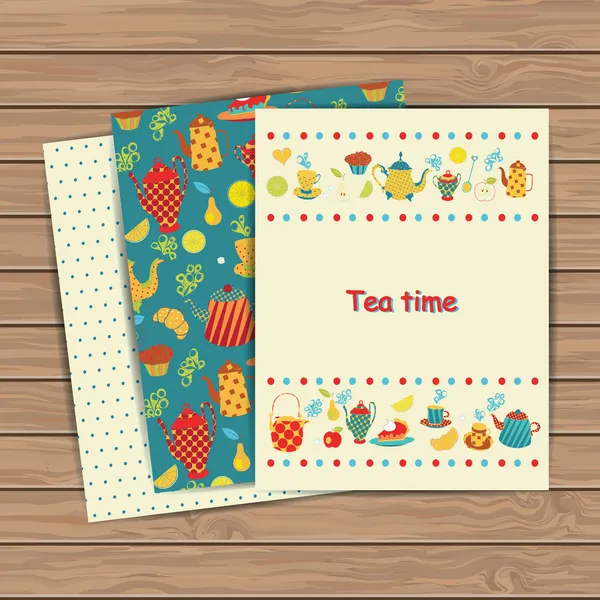 Conjunto de tarjetas de té —  Fotos de Stock