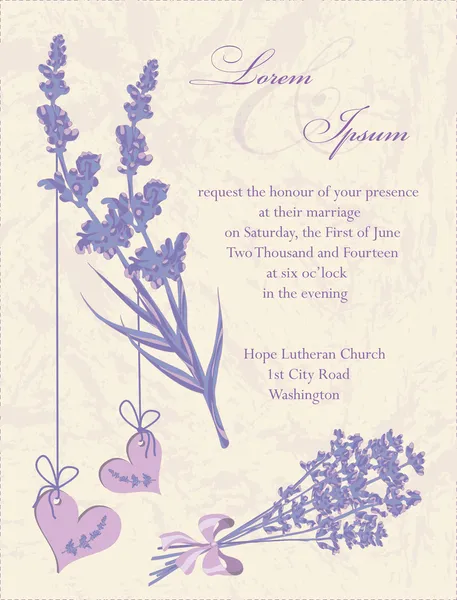 Wedding invitation card.  Lavender background. — Stock Photo, Image