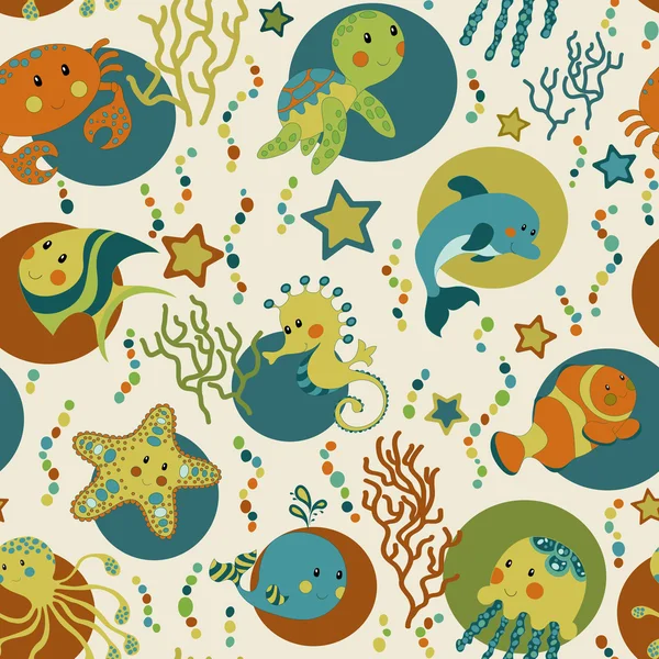 Havet varelser seamless mönster — Stockfoto