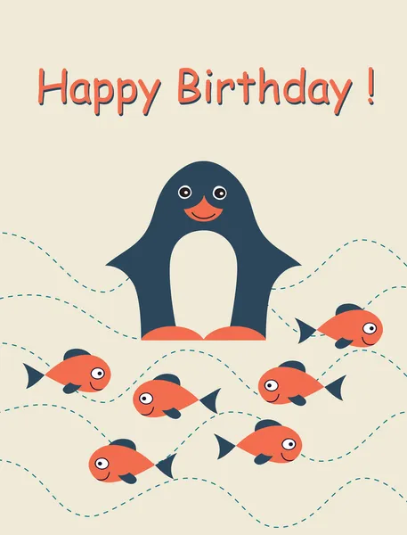 Tarjeta de feliz cumpleaños con pingüino . — Foto de Stock