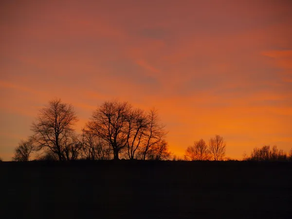 Herbstsonnenuntergang, Südböhmen — Stockfoto