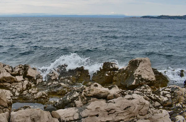 Vista Costa Del Mar Rocoso Bahía Savudrija Croacia — Foto de Stock