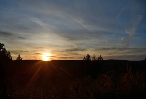 Kvällen Syn Landsbygden Södra Böhmen Tjeckien — Stockfoto