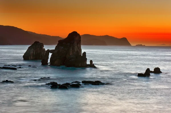 Sunset in San Juan de Gaztelugatxe, in Basque Country — Stock Photo, Image