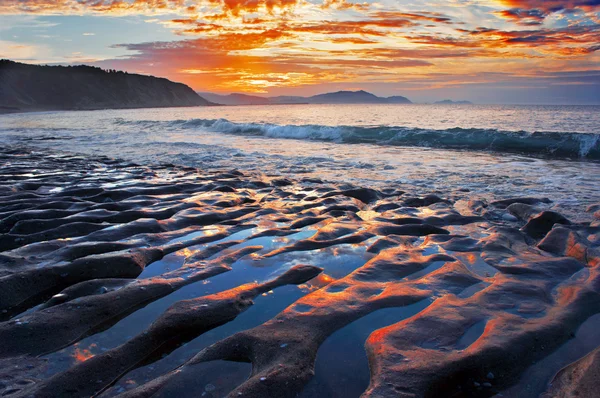 Getxo, gün batımında azkorri beach — Stok fotoğraf