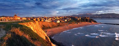 Panorama of Getxo at sunset clipart