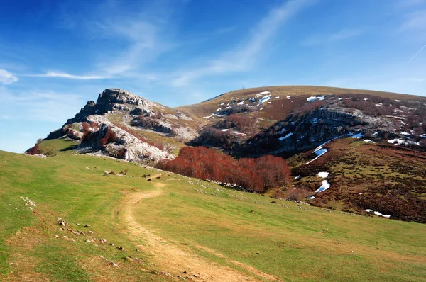 Un camino hacia la montaña Gorbea, en el País Vasco — Foto de Stock