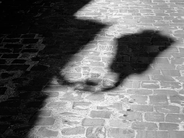 Shadow of a lamppost on paved street — Stock Photo, Image