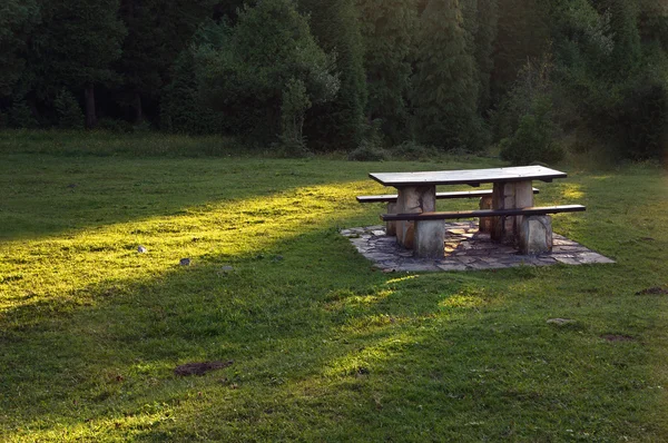 Mesa de piquenique no campo — Fotografia de Stock