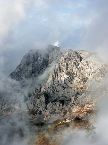 foggy mountains of Urkiola range in morning