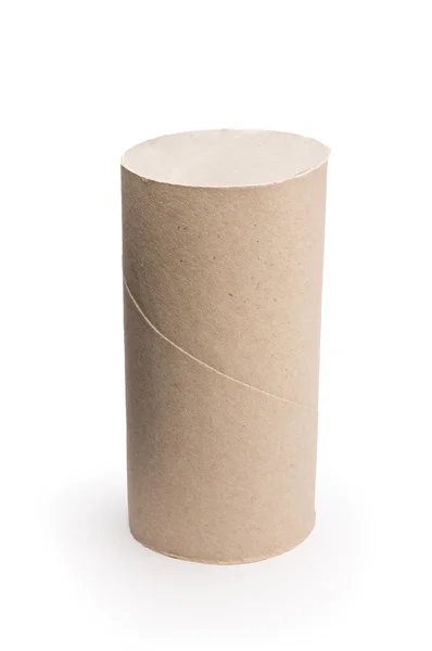 Lege kartonnen toiletpapier geïsoleerd op wit — Stockfoto