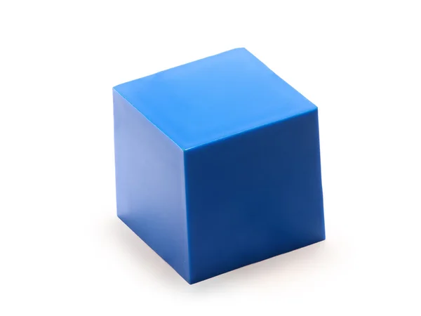 Blue plastic cube isolated on white — Stock Photo, Image