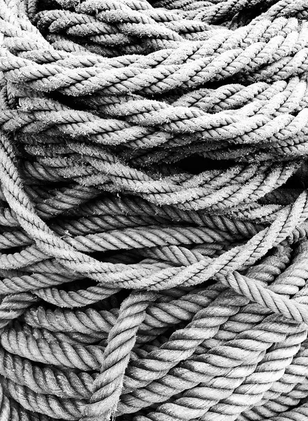 Fishing rope textures in black and white — Stock Photo, Image