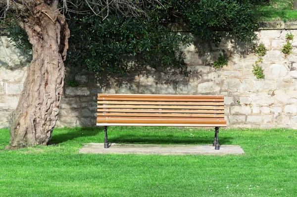 Wooden bench on a garden — Stock Photo, Image