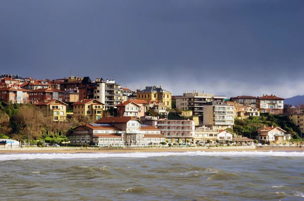 Plaży Getxo z domów mieszkalnych — Zdjęcie stockowe