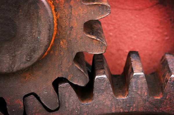 Roue dentée rouillée et métallique — Photo