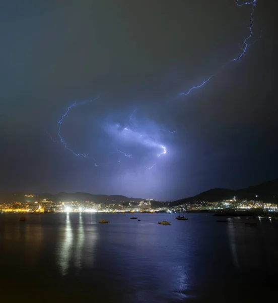 Lightning Thunderstorm Stormy Dark Sky — Stock Photo, Image