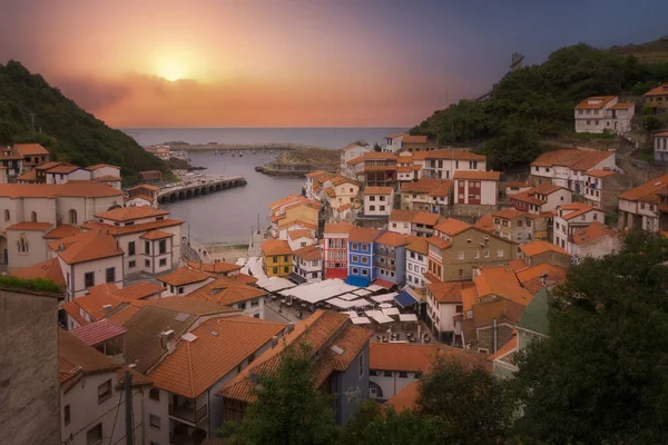 Huizen Cudillero Haven Klif Asturië — Stockfoto