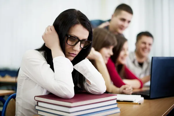 Triste, estudante nerd solitário — Fotografia de Stock