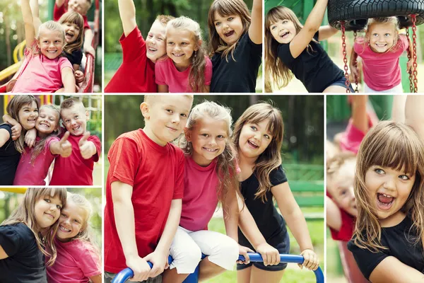 De gelukkige kinderen op speelplaats — Stockfoto