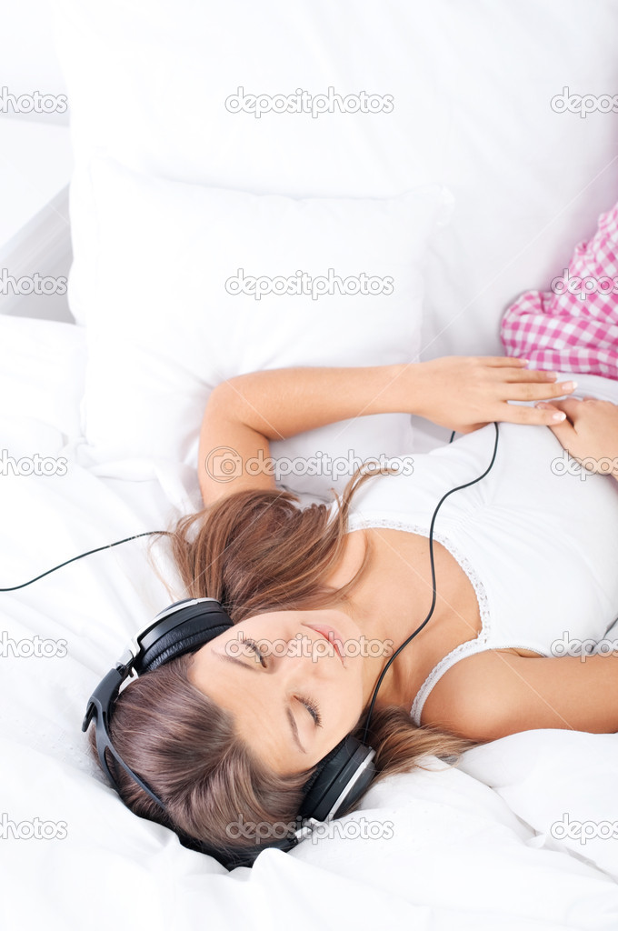 Listening music on bed