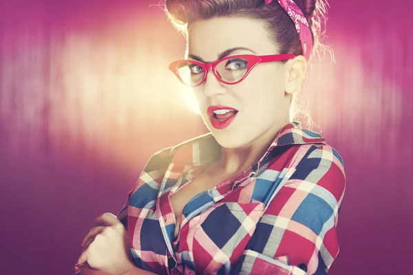 Sexy pin up chica con gafas — Foto de Stock