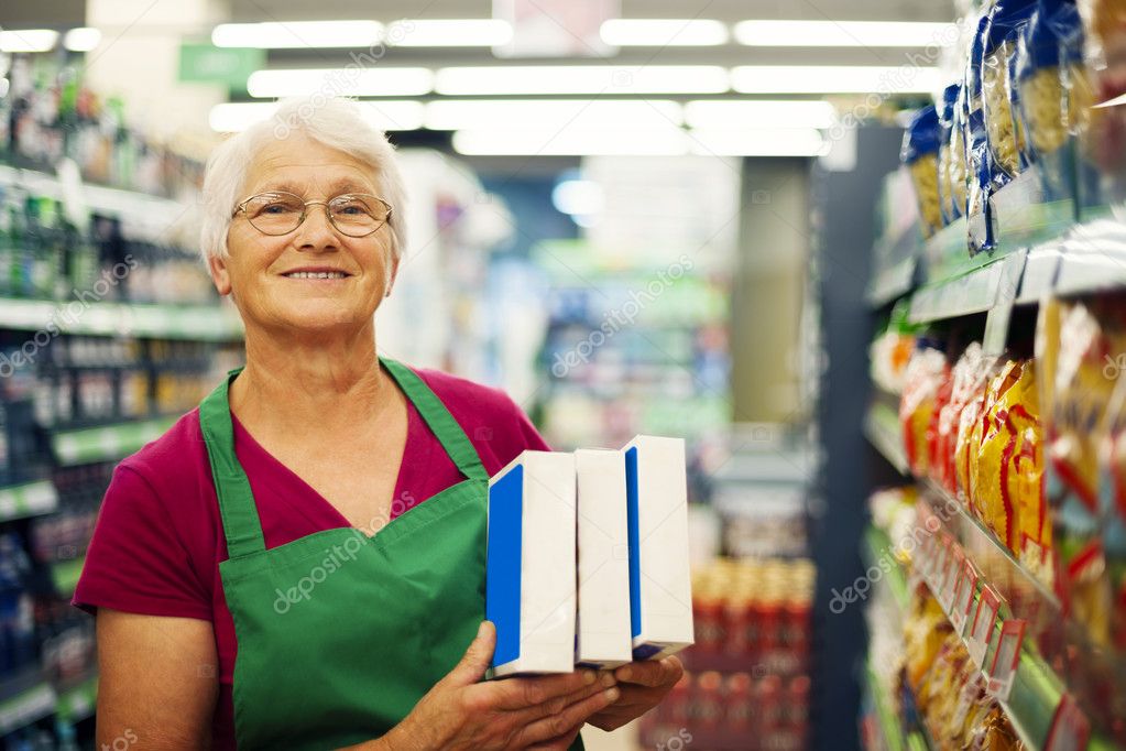 Senior woman at supermarket