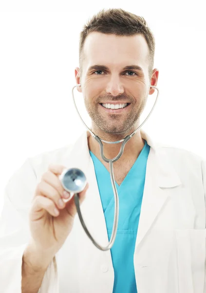 Cheerful doctor with stethoscop Stock Image