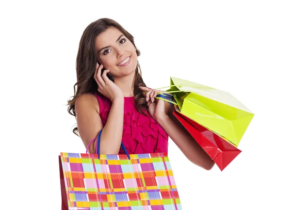 Mujer ocupada en las compras — Foto de Stock