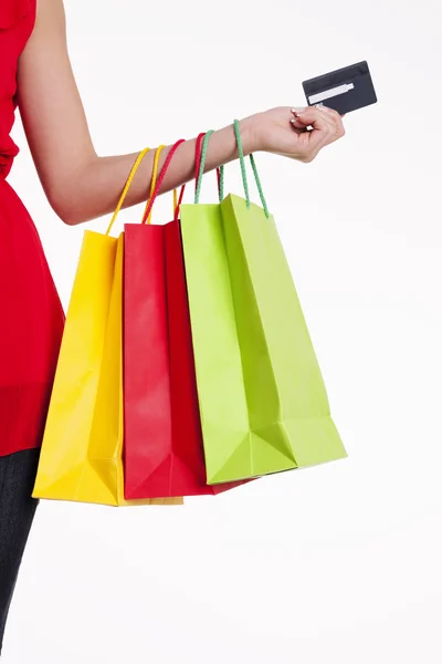 Shopping tassen en credit auto — Stockfoto