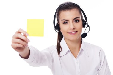 kadın operatör holding sarı Not