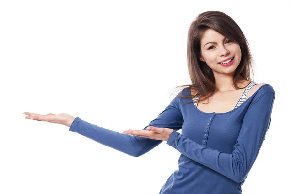 Woman presenting something — Stock Photo, Image