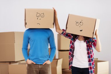 Couple with boxes