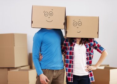 Couple with boxes
