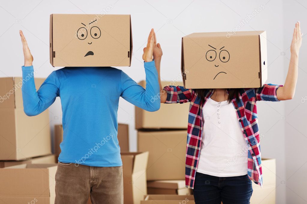 Couple with boxes