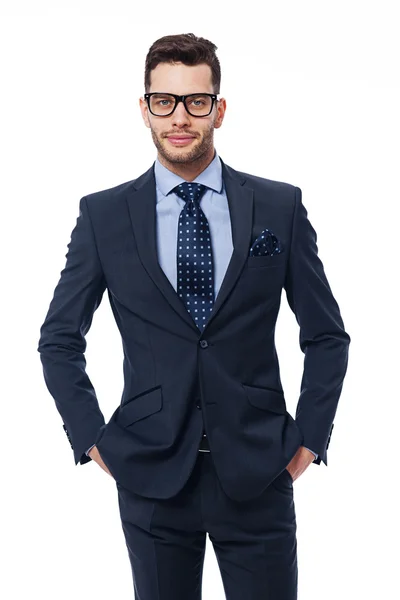 Retrato de hombre de negocios guapo con glasse — Foto de Stock