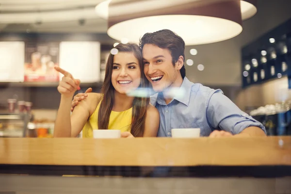 Romantiskt datum i caféet — Stockfoto