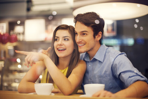Romantic date in cafe