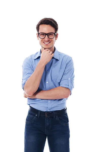 Retrato de homem sorridente vestindo em óculos — Fotografia de Stock