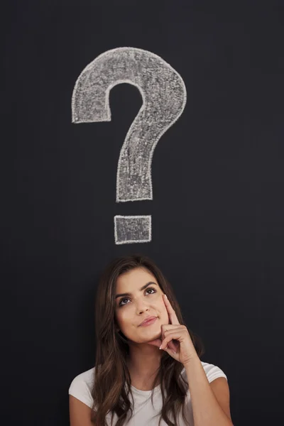 Big question mark on blackboard — Stock Photo, Image