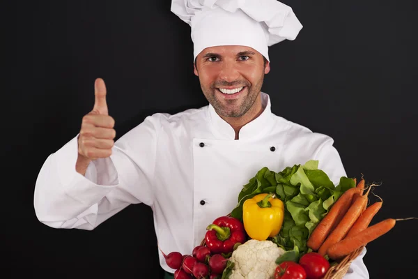 Chef con verduras — Foto de Stock