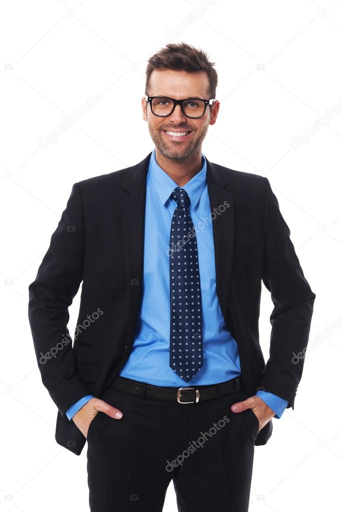 Self confident, pleased and hansom businessman