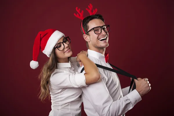 Confident nerdy couple — Stock Photo, Image