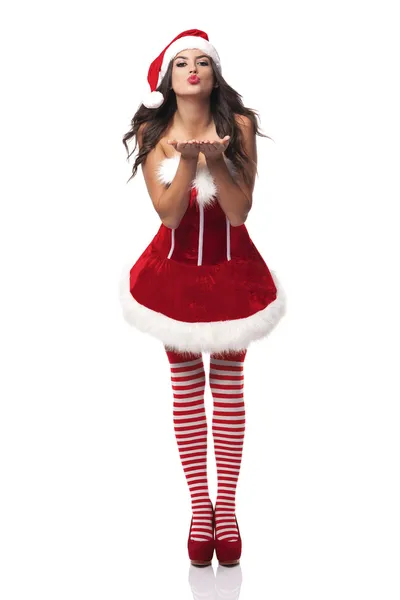 Сексуальная миссис Санта Клаус целует — стоковое фото