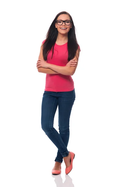 Portrait of beautiful young woman wearing glasses — Stock Photo, Image