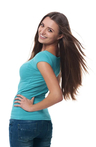 Mujer joven hermosa y sonriente — Foto de Stock