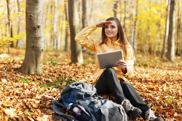 Kadın hiker sonu vardır — Stok fotoğraf