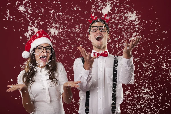 Aufgeregtes glückliches Paar — Stockfoto